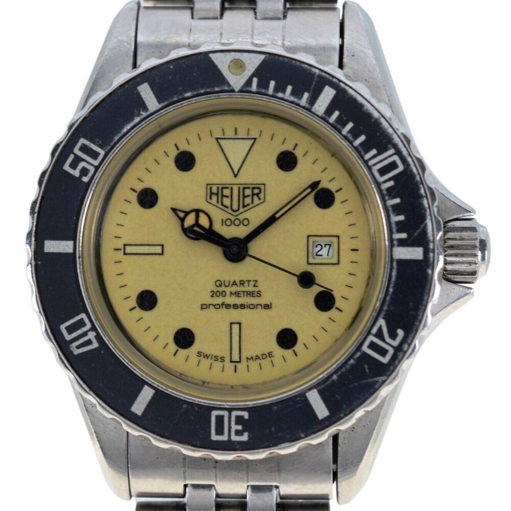 Midsize 32mm Heuer Pre-Tag Luminous 1000 Series SS Watch! Ref: 980.115N w/ B+P!